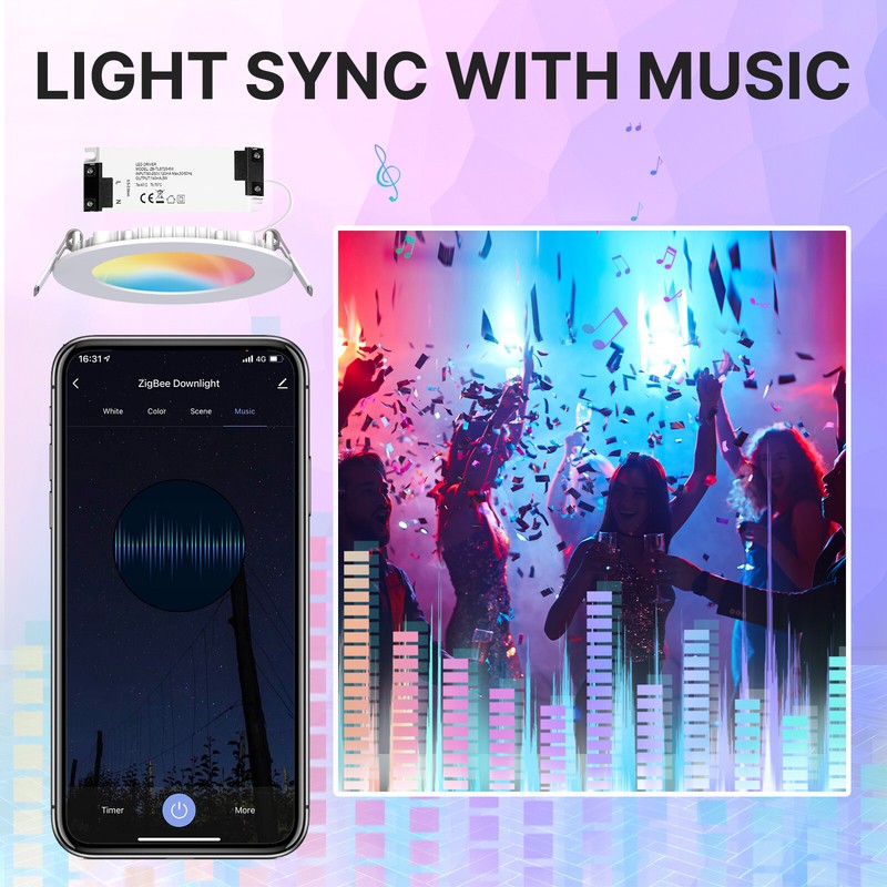 MOES ZigBee Smart LED Downlight Dimmable Ultrathin Spot Lamp Bulb 4.7" 6W RGB CW gallery