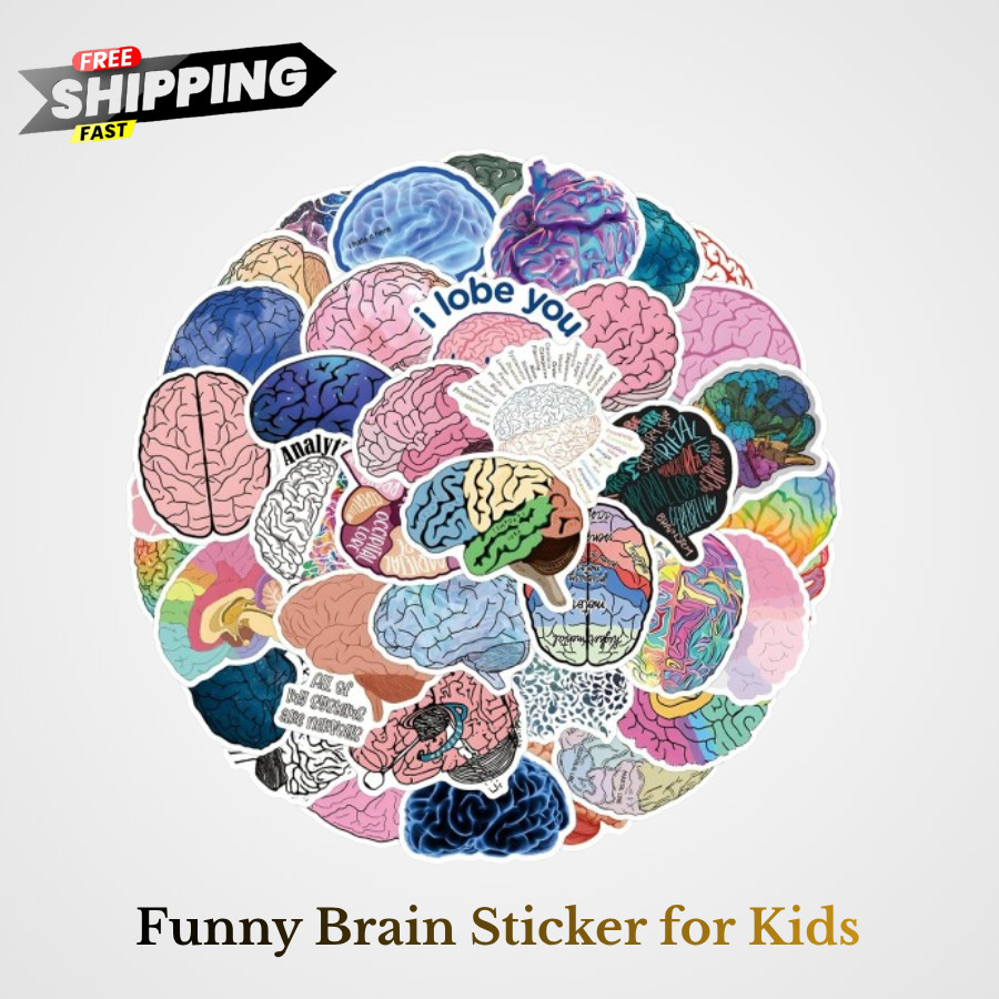 50PCS Brain Stickers Bulk, Cartoon Vinyl Waterproof Decals gallery
