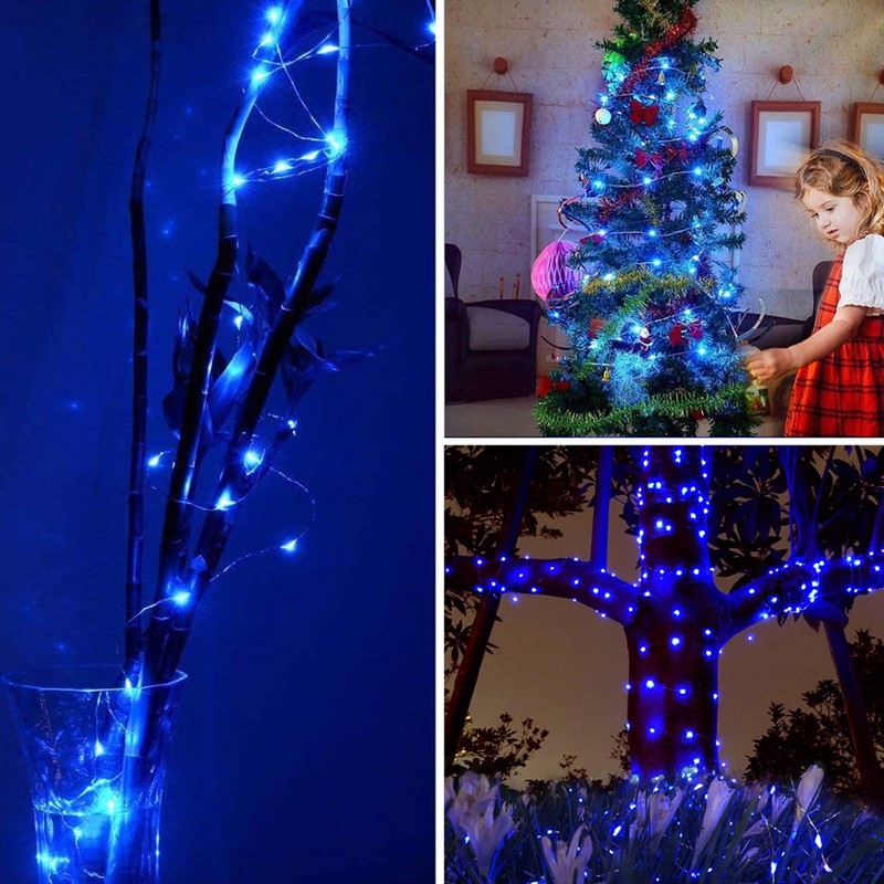 RUICHEN Silver Wire 33 Ft 100 LED USB Fairy String Lights 33Ft 100LED, Blue gallery