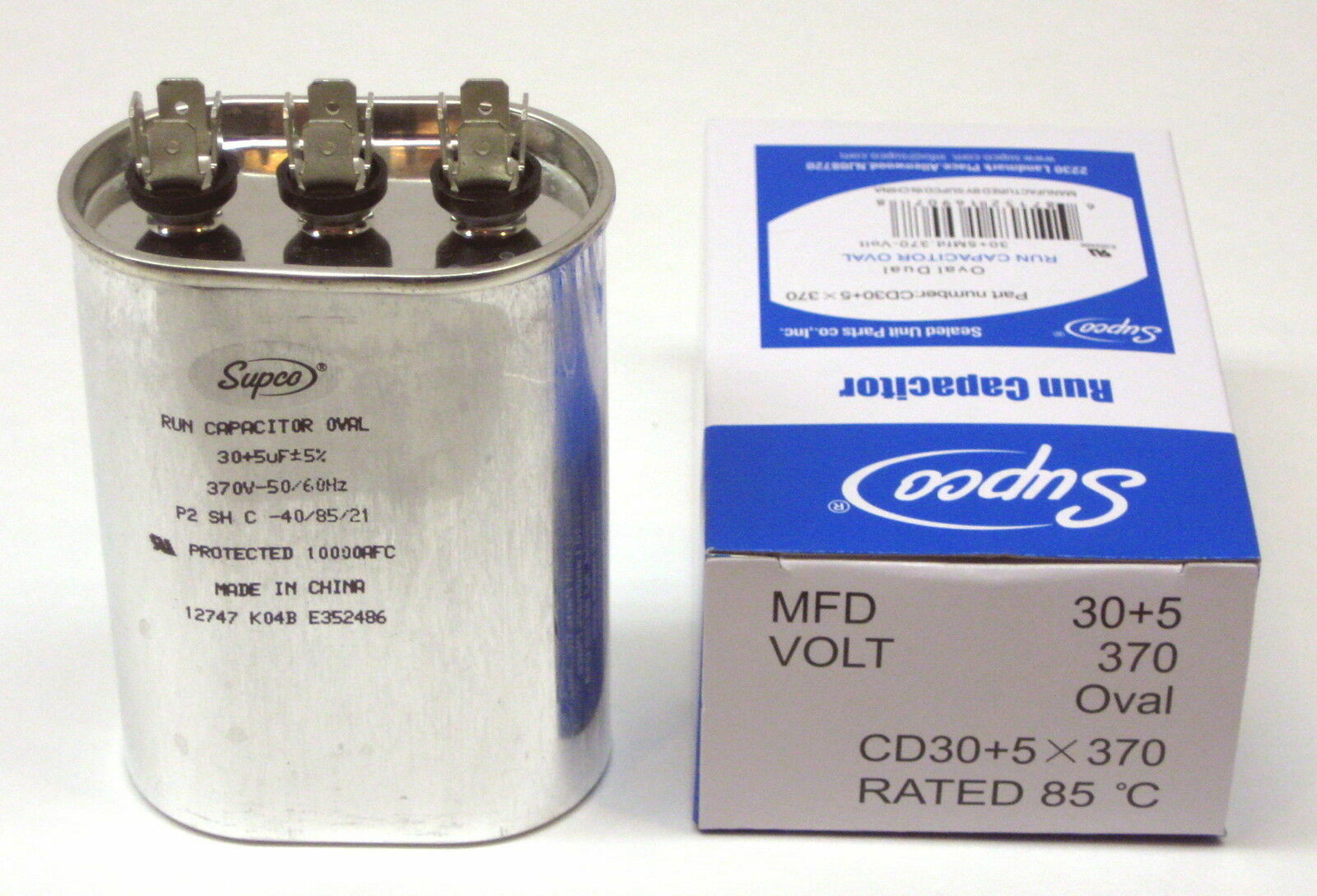 Air Conditioning HVAC Oval Dual Motor Run Capacitor 30 + 5 MFD 370 Volt gallery