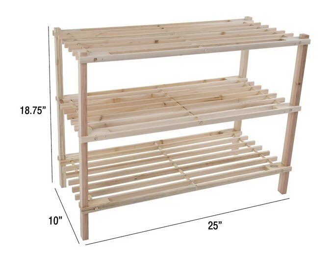 Lavish Home 3-Tier Shoe Storage Organizer Rack Holds 9 Pair, Light Oak gallery