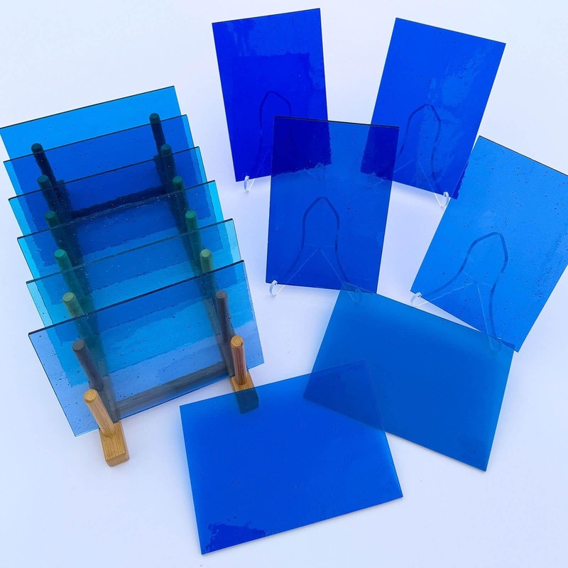 LITMIND 24 Sheets Transparent Stained Glass Sheets – Blue & Green Gradient gallery