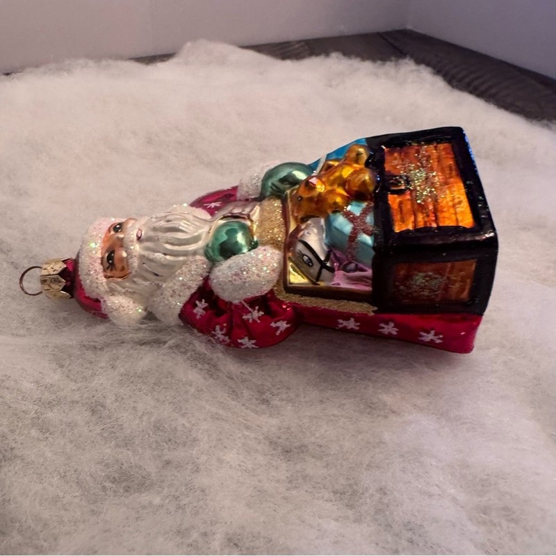 Christopher Radko Tiny Toy Chest with Santa Christmas Ornament READ gallery