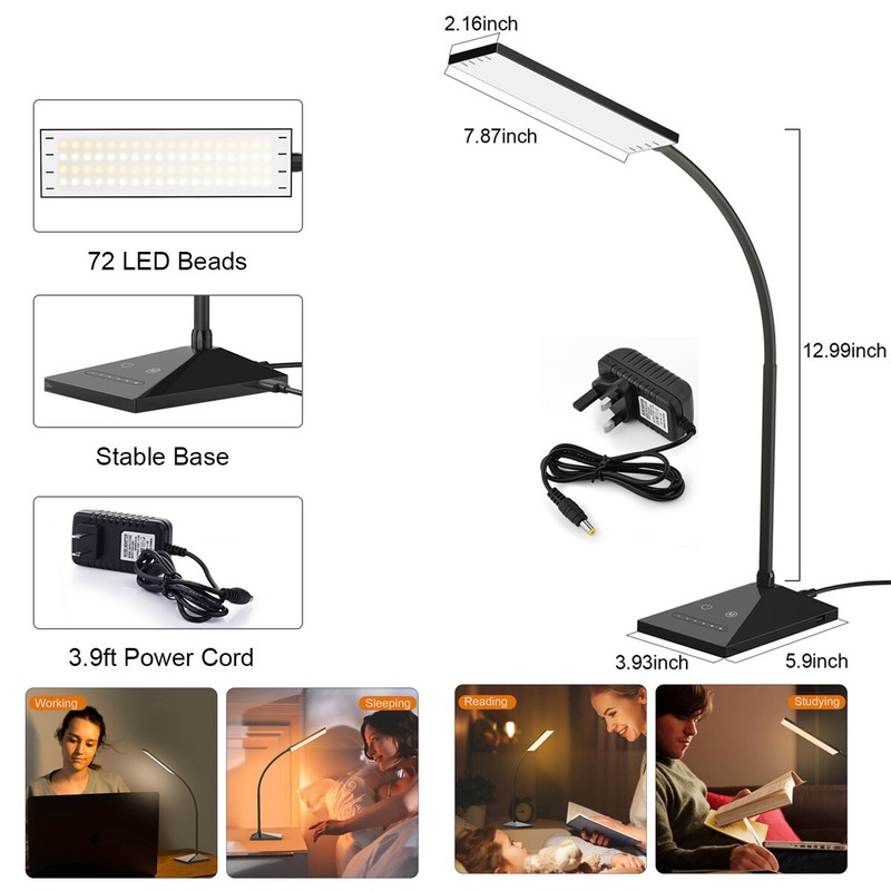 72LED Desk Lamp Flexible Touch Sensor 12W LED Reading Dimmable Lamp Night Light gallery