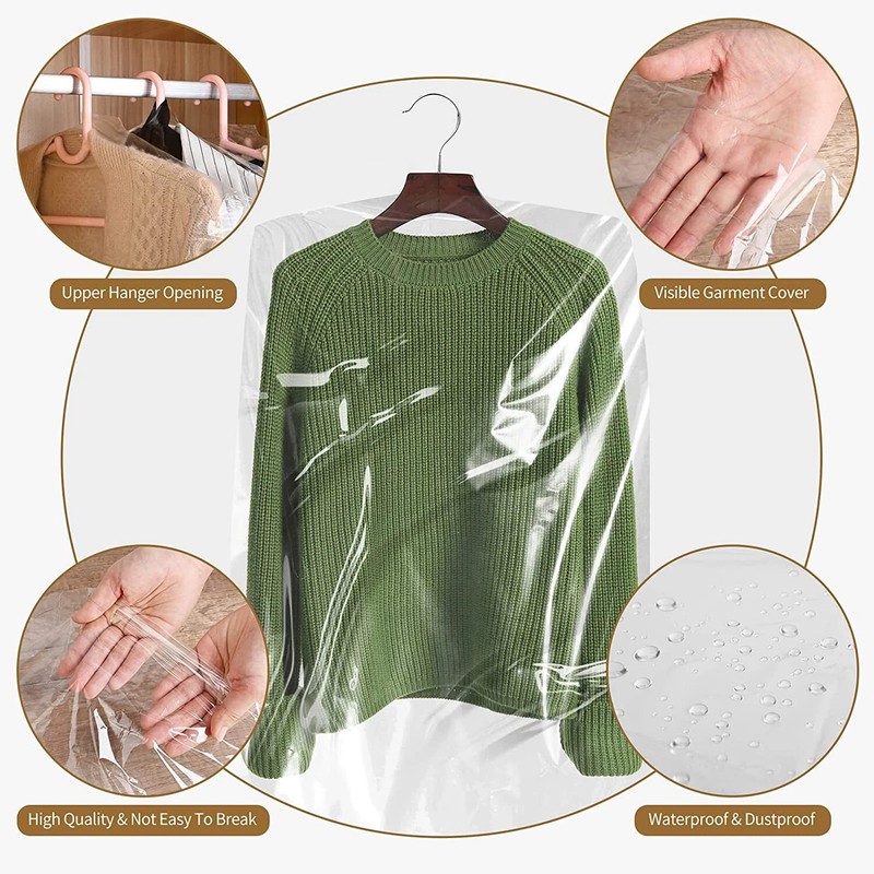 10× Clear Hanging Dust-proof Clothes Bag Suit Dress Coat Garment Storage Cover gallery