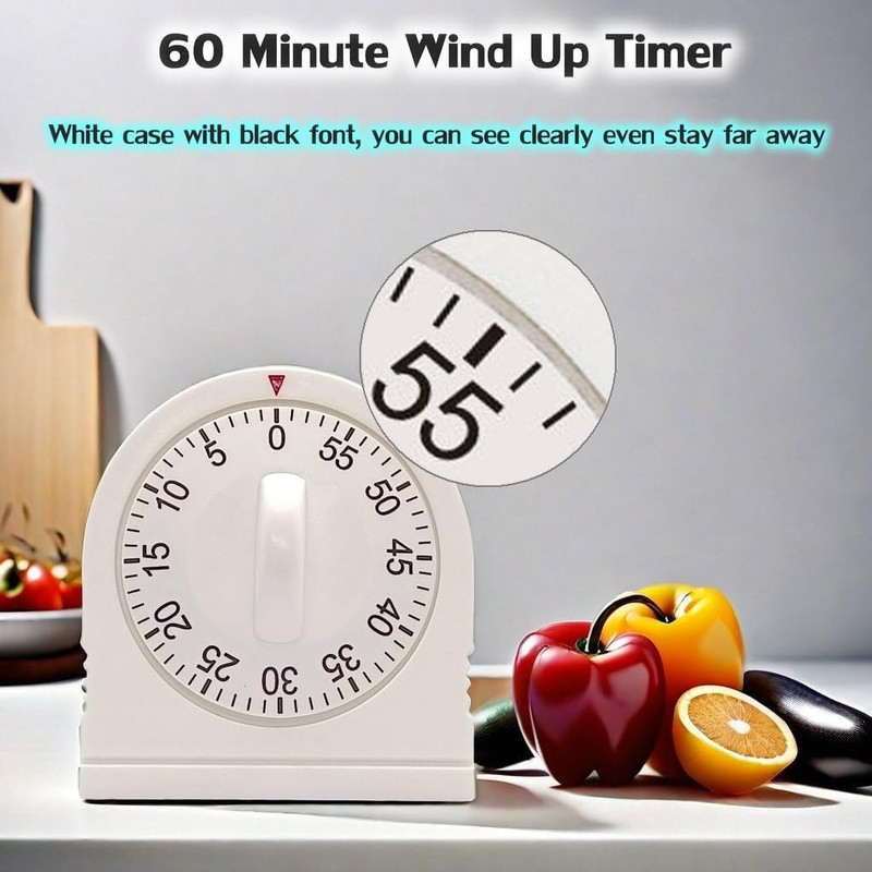 60 Minute Wind up Timer, Visual Mechanical Timer with Loud Alarm, Manual Coun... gallery