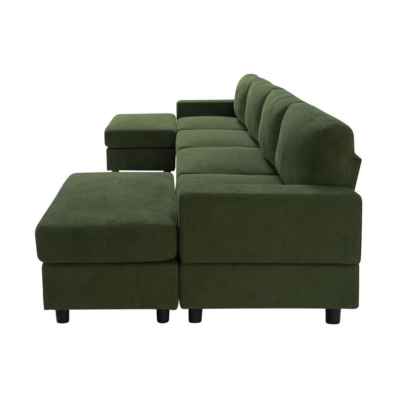 U-Shaped Sectional Modular Sofa Couch w/ Ottoman, Upholstered Corner Sofa Lounge gallery
