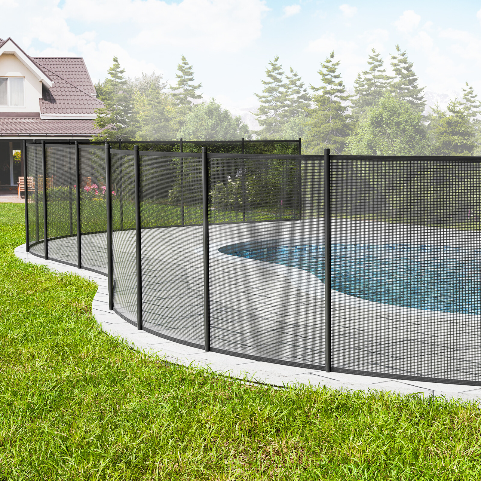 VEVOR Pool Fence 4 x 96 FT Removable Pool Fences for Inground Pools Outdoor gallery
