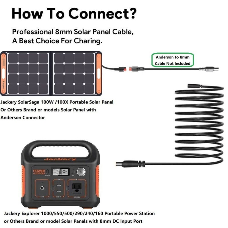 30Ft Solar Panel Extension Cable 14AWG 8mm DC Power Plug for Portable Power Stat gallery
