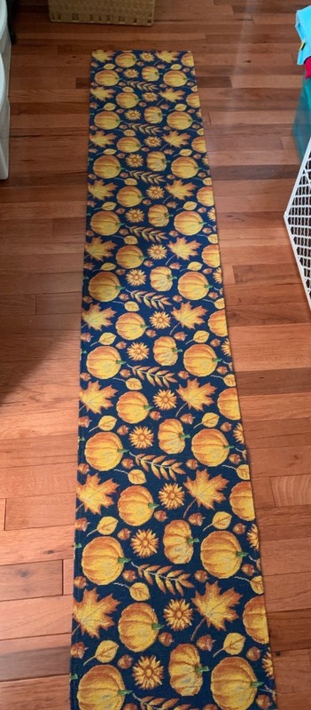 Fall Pumpkin & Leaves Tapestry Table Runner 12x70 Vibrant Harvest Decor Blue/Ora gallery