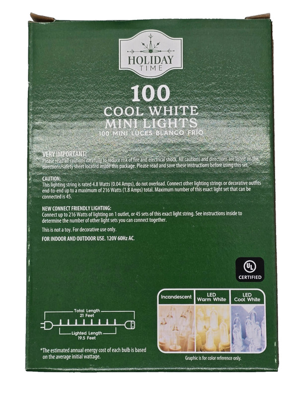 Cool White 100 Count LED Mini Christmas Lights White Wire Holiday Time 10 BOXES gallery