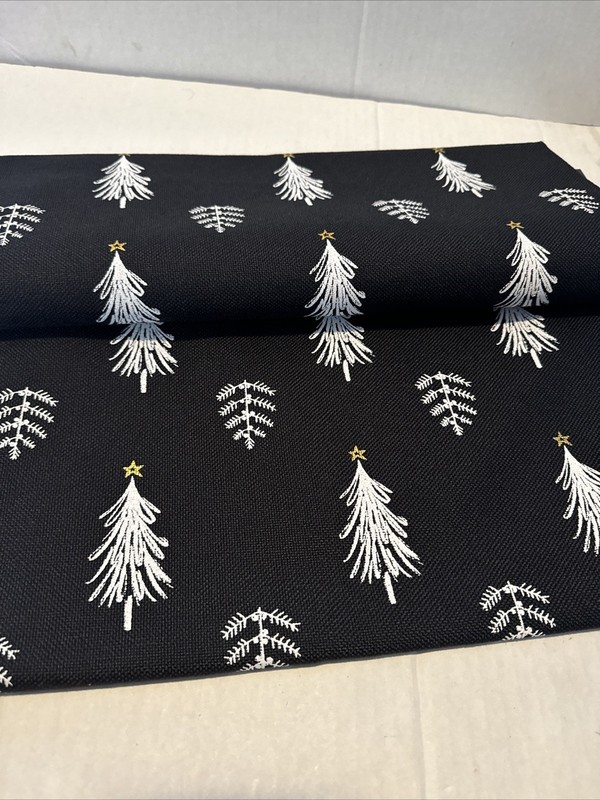 NEW Robert Stanley White Black Trees Table Runner 16in X 80in (41cm X 203 cm) gallery