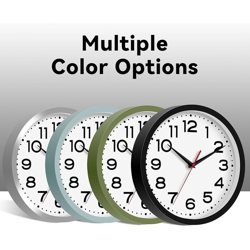Silent Battery Powered Wall Clock Large Numbers Easy Read Indoor Outdoor New gallery