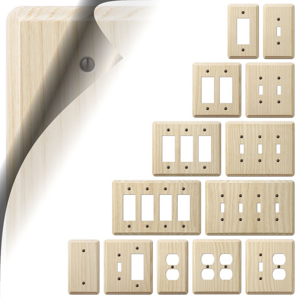 Wood Switch Plate Cover Unfinished Ash Wallplate Rocker Duplex Outlet Toggle GFI gallery