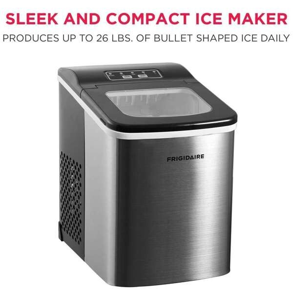 Frigidaire, 26 Lbs. Countertop Ice Maker, Bullet Shaped Ice, Stainless Steel gallery