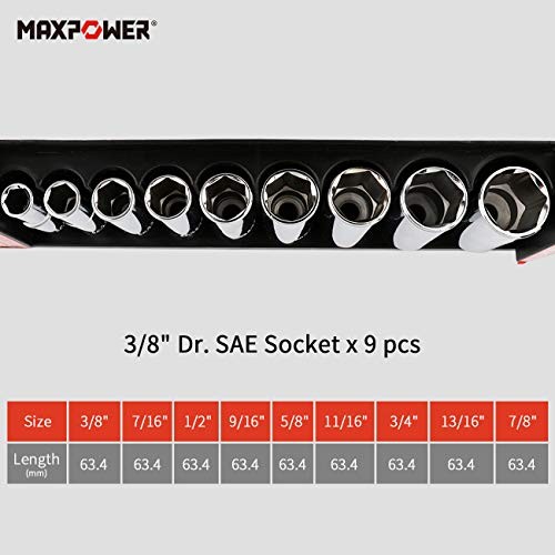 3/8-Inch Drive Deep Socket Set, SAE/Inch, 9 Pieces, 6 3/8" Deep Socket x 9Pcs gallery