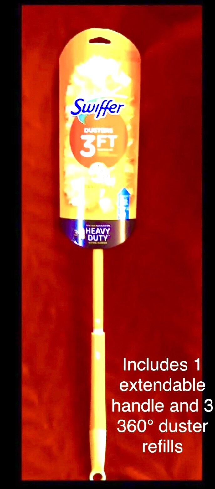 SWIFFER Dusters 3ft - 4pc Kit: 1 Extendable Handle & 3 Swiffer 360° refill Heads gallery