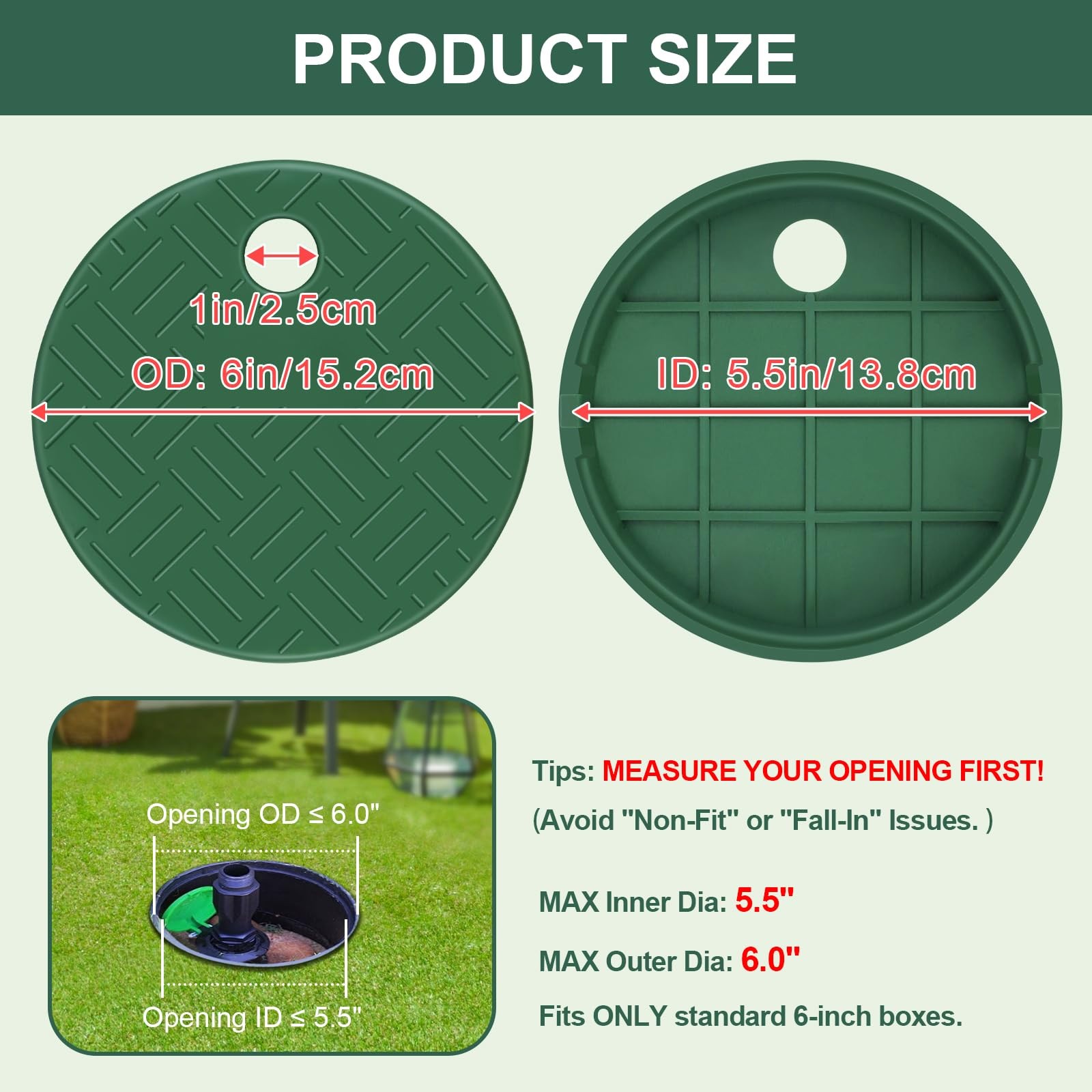 2PCS Sprinkler Valve Box Cover, Plastic Valve Round Box Lid, ID 5.5" OD 6" Ou... gallery