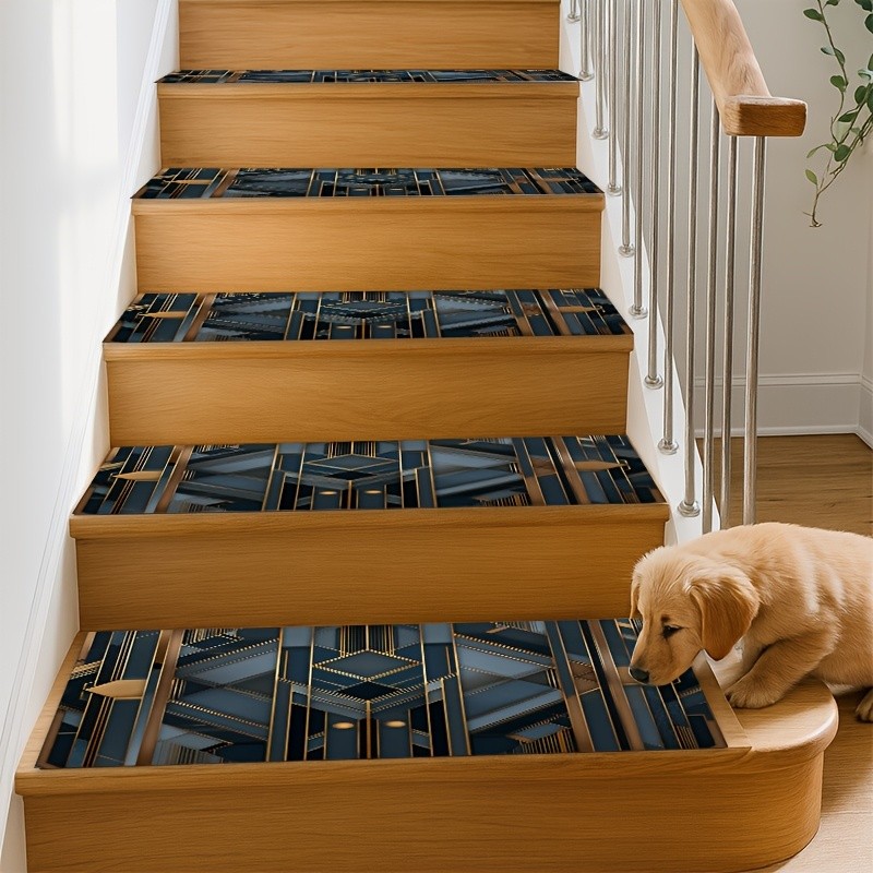 Modern Geometric Pattern Diatom Mud Stair Mats, Suitable for Wooden Stairs, Vi gallery