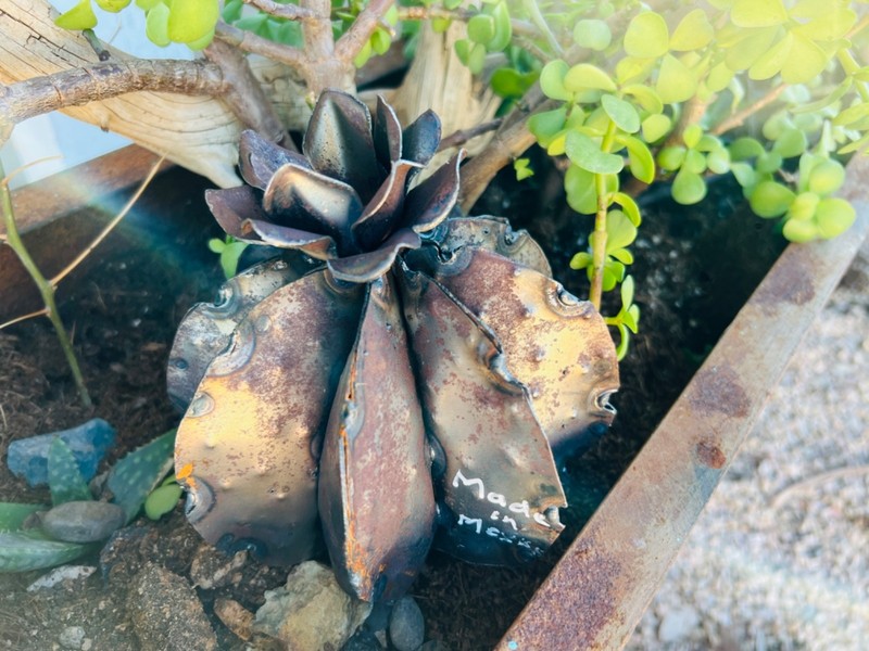 Handcrafted Rustic TINY Metal Barrel Cactus Metal Yard Art Metal Barrel Cactus gallery