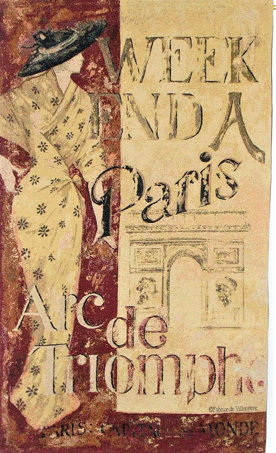 Weekend A Paris Arc de Triomphe 26"x44" Tapestry by F. Villeneuve - Mohawk Home gallery