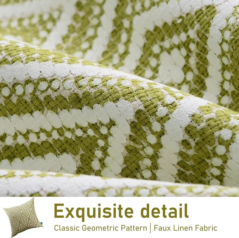 HPUK Decorative Throw Pillow Covers Set of 4 Geometric Design Linen 8"x18" Green gallery