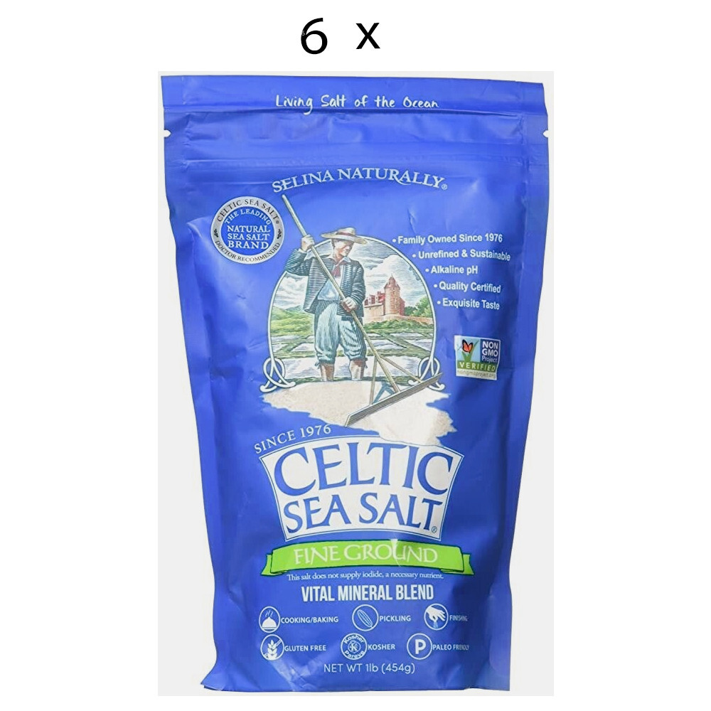Selina Naturally Celtic Sea Salt Fine Ground 1lbs Resealable Bag - LOT of 6 gallery