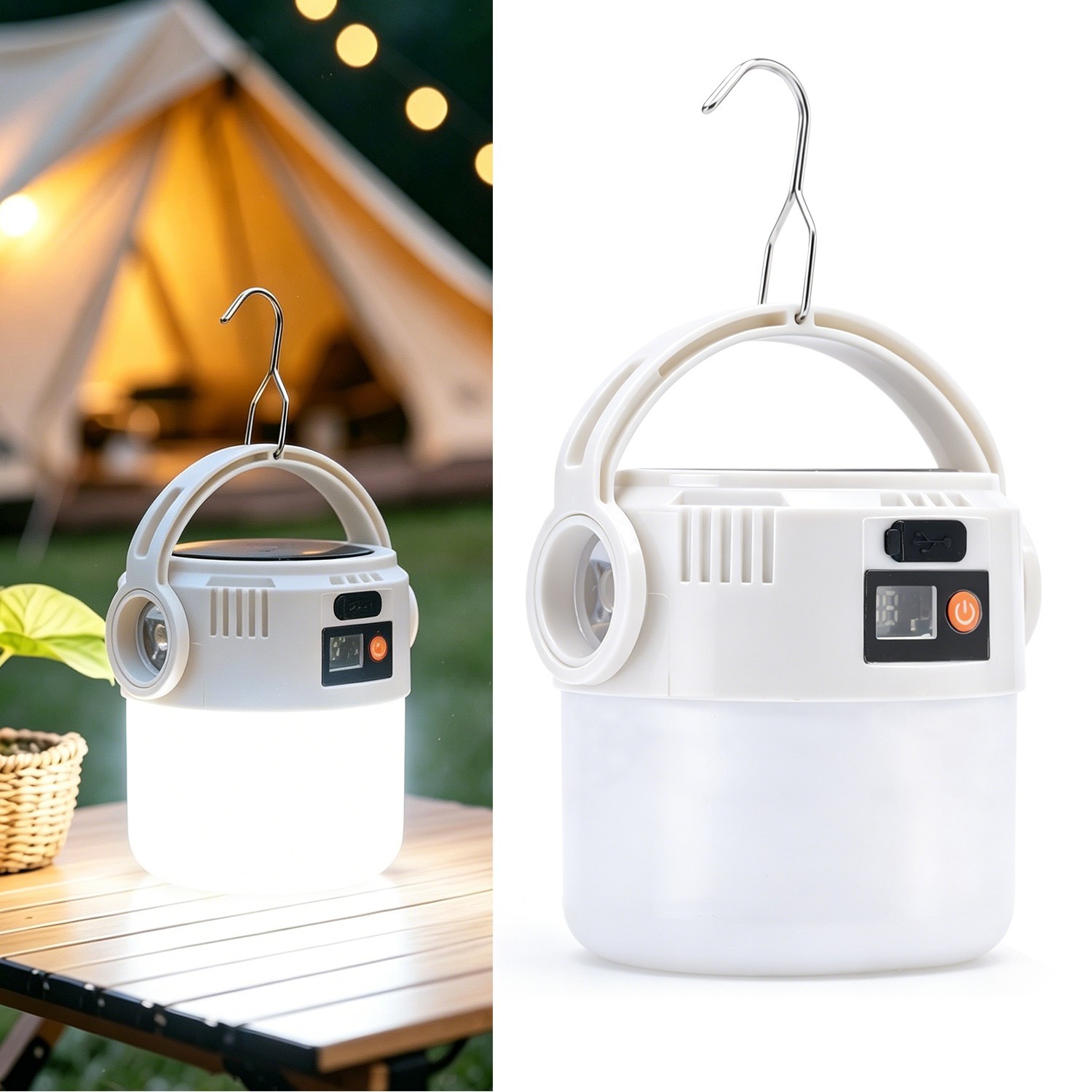 Solar Powered Camping Lantern USB Rechargeable - Digital Battery Level Indicator gallery