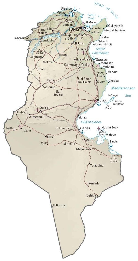 Tunisia Physical Map GLOSSY POSTER PICTURE PHOTO PRINT BANNER 13917 gallery