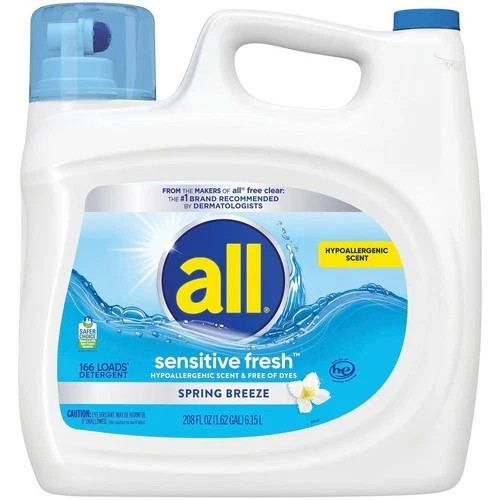All Sensitive Fresh Liquid Laundry Detergent 208 fl oz 166 Loads Hypoallergenic gallery