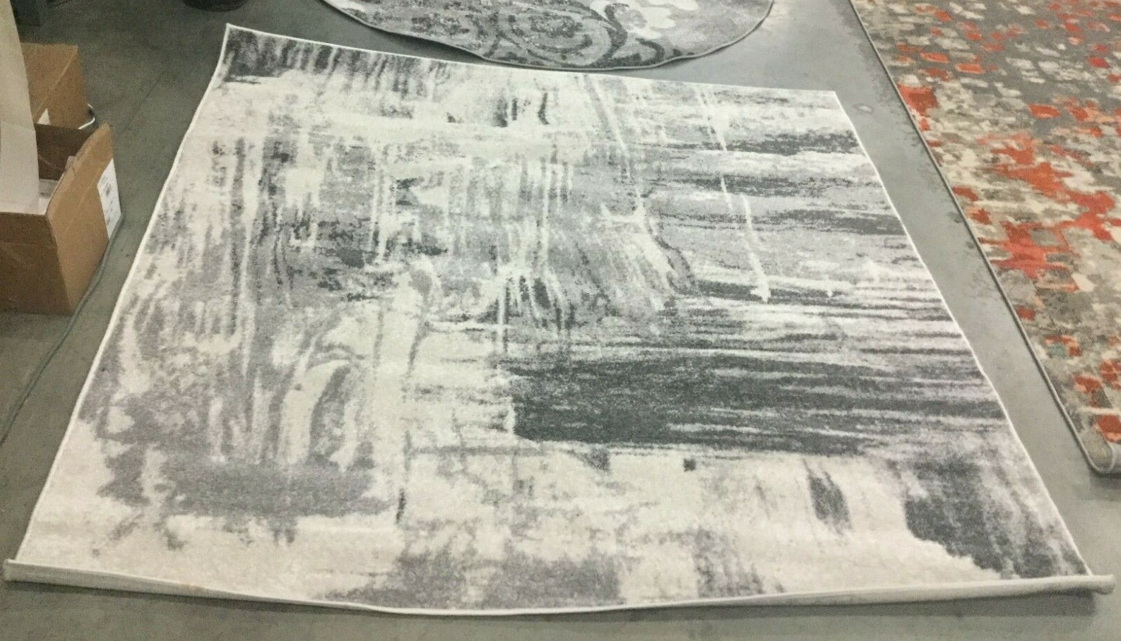 IVORY / GREY 6' X 6' Square Stained Rug, Reduced Price 1172648583 ADR133C-6SQ gallery