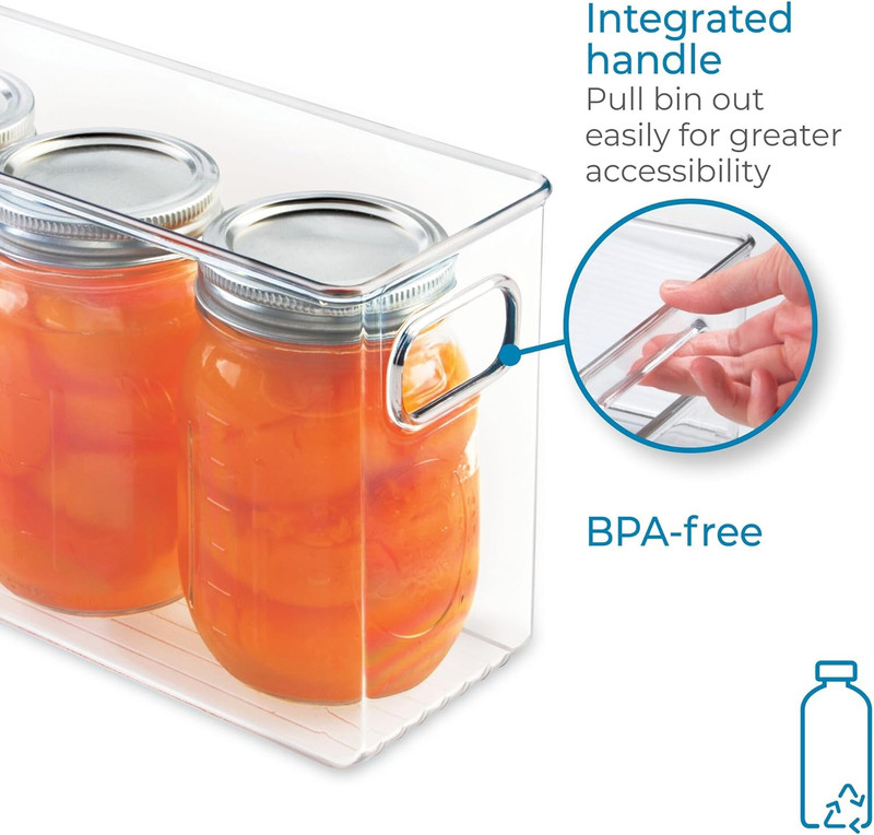 Slim Clear Plastic Storage Bin, Tall Narrow Organizer for Kitchen, Fridge, Freez gallery