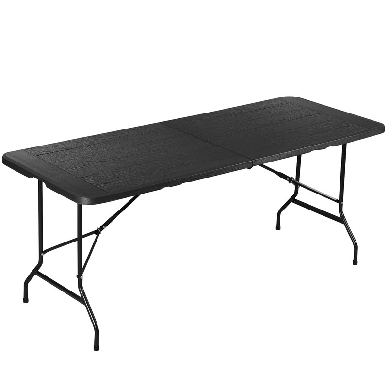 Rectangular Plastic 6 Ft Folding Table Dining Picnic Camp W/Handle 220lbs Black gallery