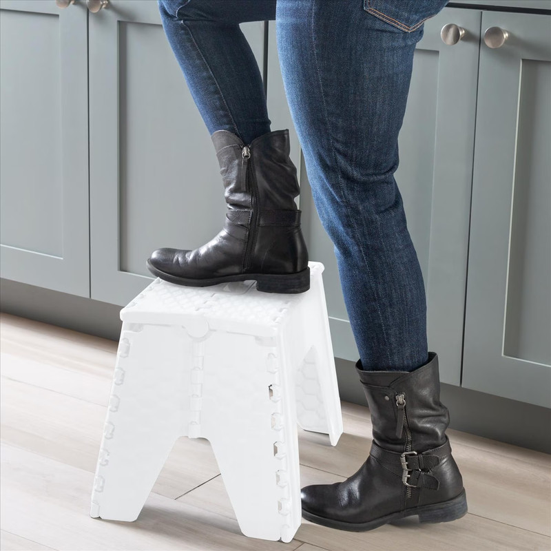 Simplify 2 Pack 12" Plastic Folding 1 Step Stool in White gallery