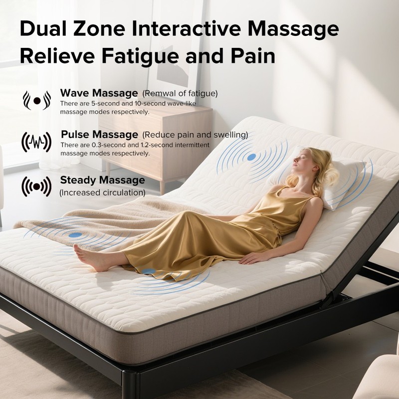 Adjustable Bed Frame with Massage Head & Foot Incline Queen Size Wireless Remote gallery