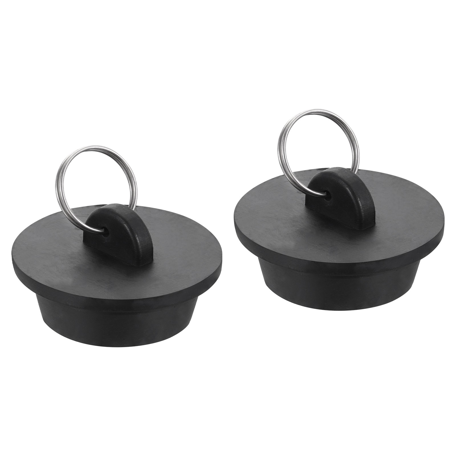 2pcs Rubber Drain Stopper with Hanging Ring Fits 1-3/8 Inch to 1-1/2 Inch Black gallery