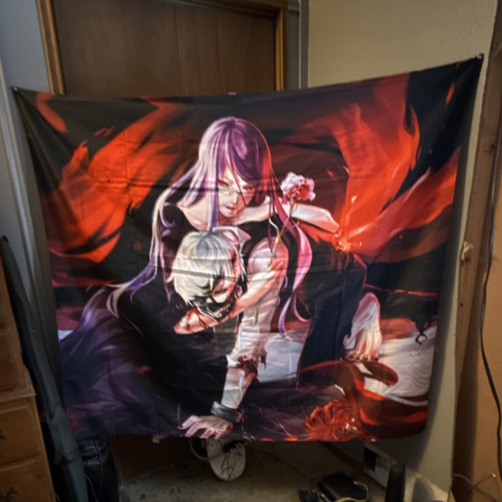 Kaneki Decorative Wall Tapestry Red Black Multicolor Horizontal for Bedroom gallery