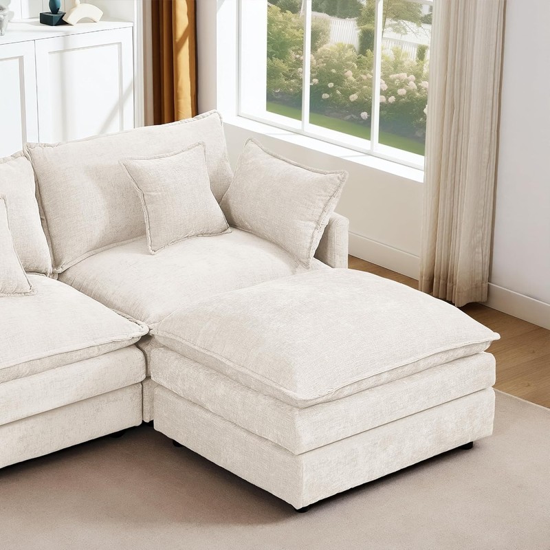 105" Sectional Modular Sofa Cloud Couch Convertible L-Shape Sofa with Ottoman gallery