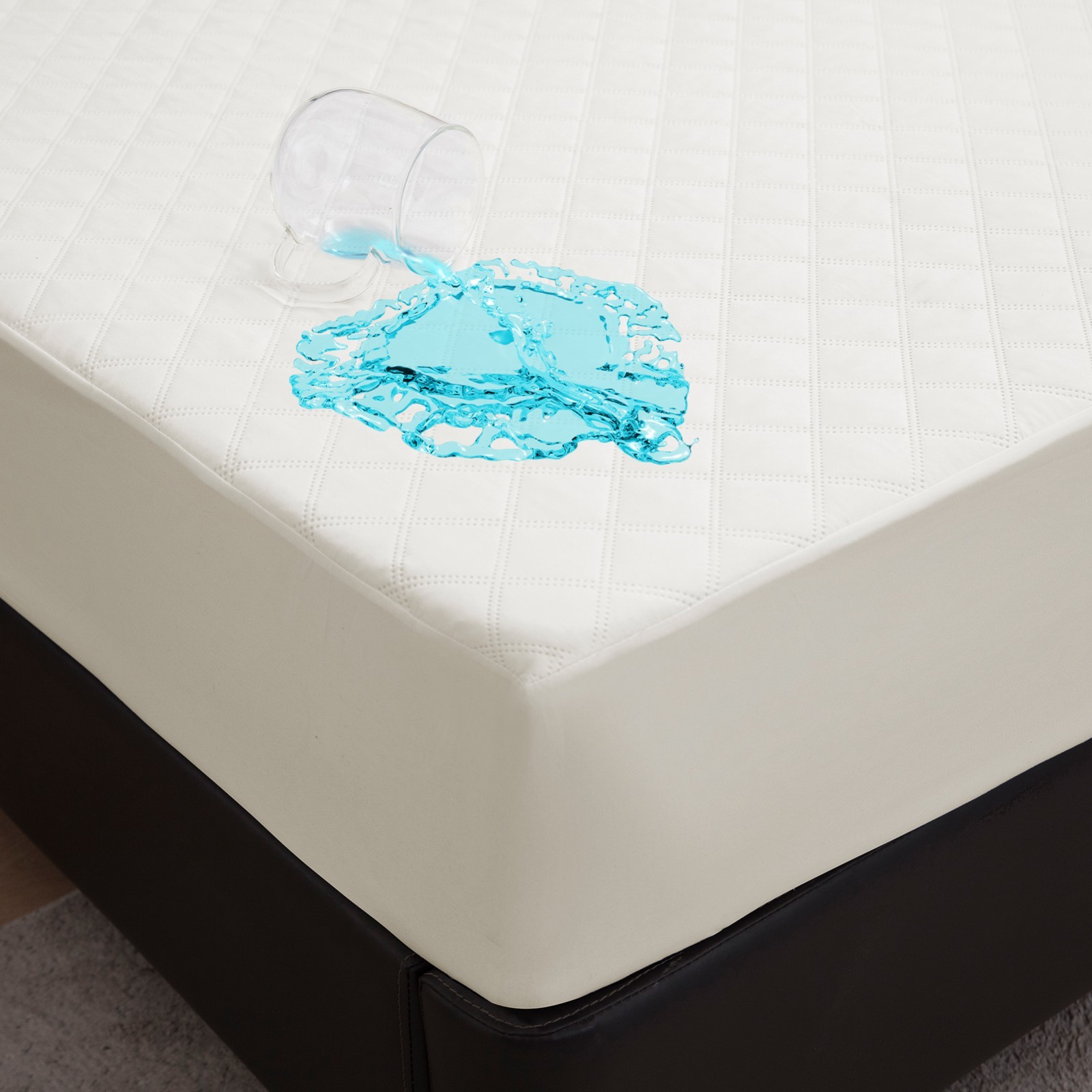 Waterproof Mattress Protector Quilted Mattress Cover White Fitted Style gallery