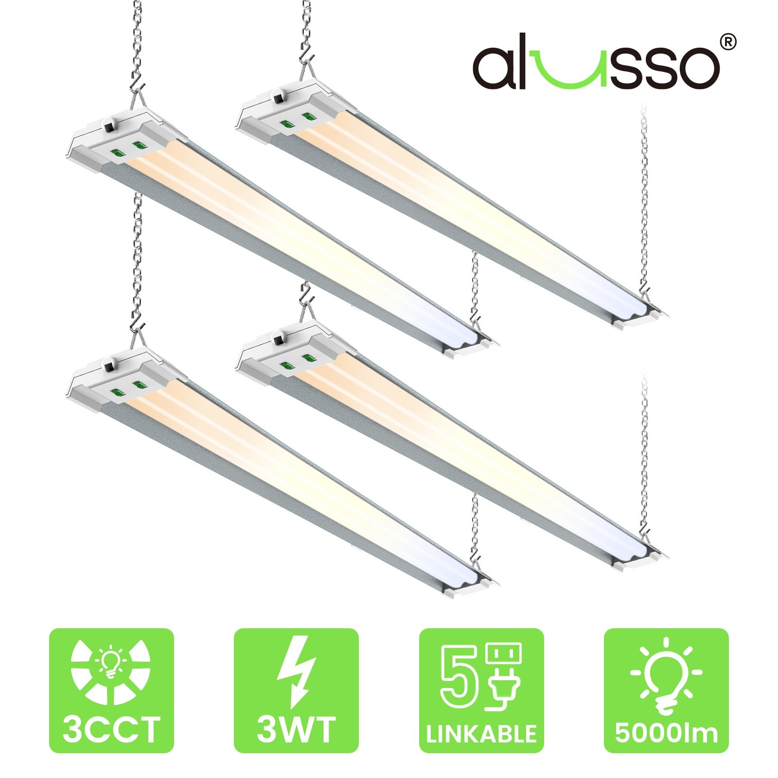 4 Pack 4FT LED Shop Light 3CCT 5000lm Linkable Fixture Ceiling Lights for Garage gallery