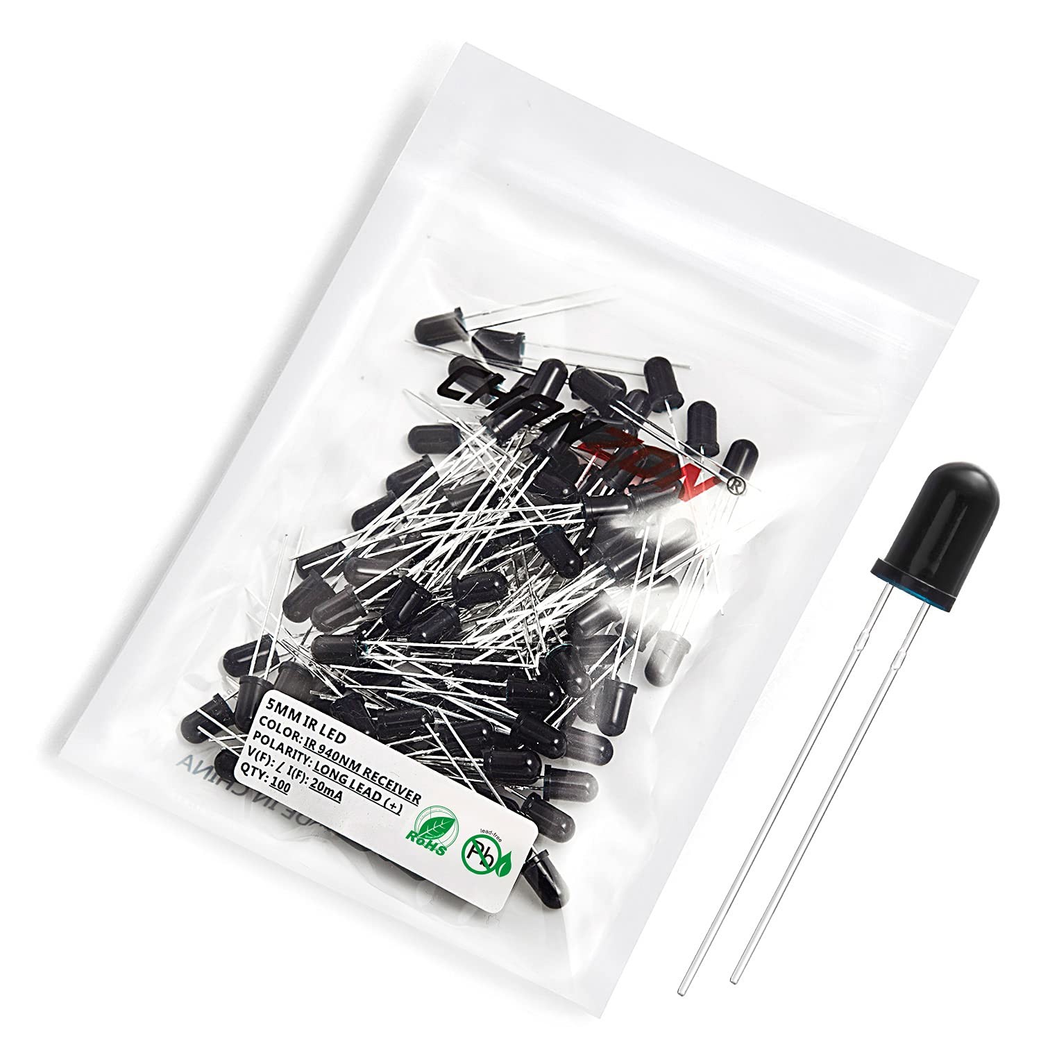 Chanzon 100 pcs 5mm Infrared Ray IR 940nm Receiver LED Diode Lights Black Len... gallery