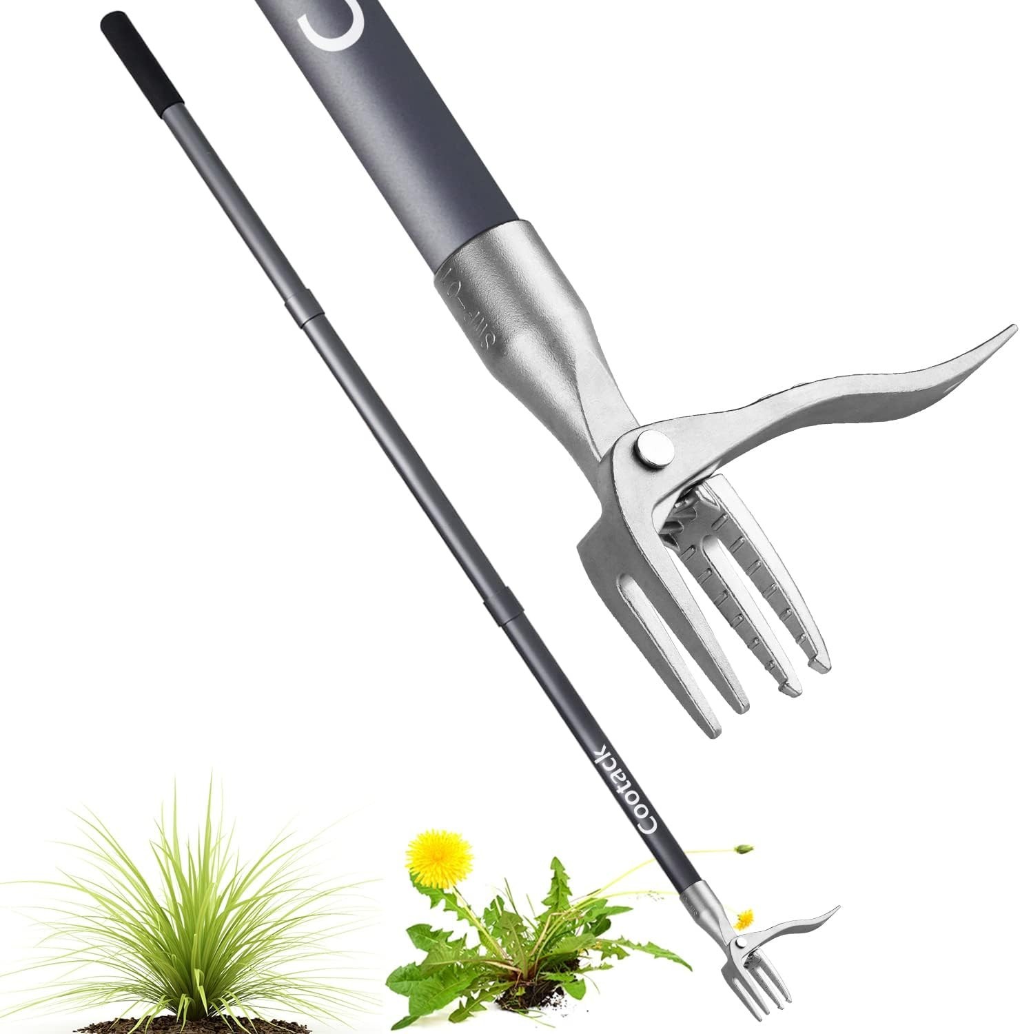 52in Weed Puller Long Handle Stand Up Weeder Stainless Steel Claw Tool gallery