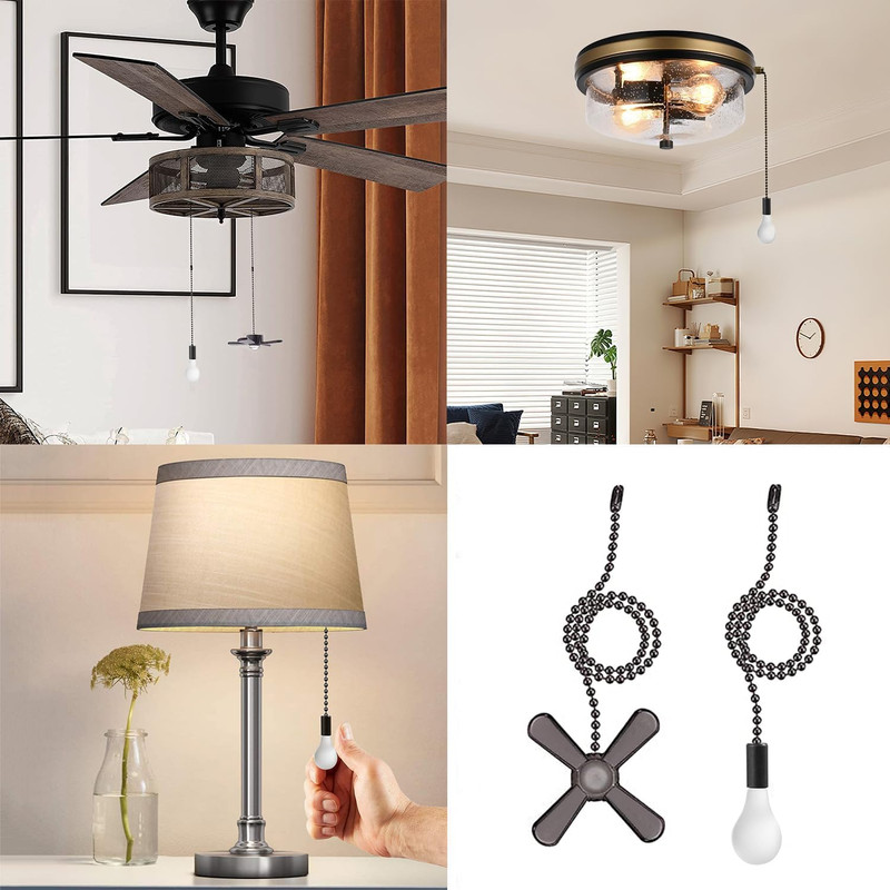 Ceiling Fan Pull Chain Extension Ornaments Chains with Decorative Light Bulb and gallery