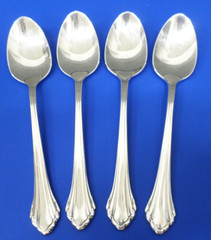 4 – Oneida Community SILVER CLARETTE Glossy Silverplate Flatware 6″ TEASPOONS