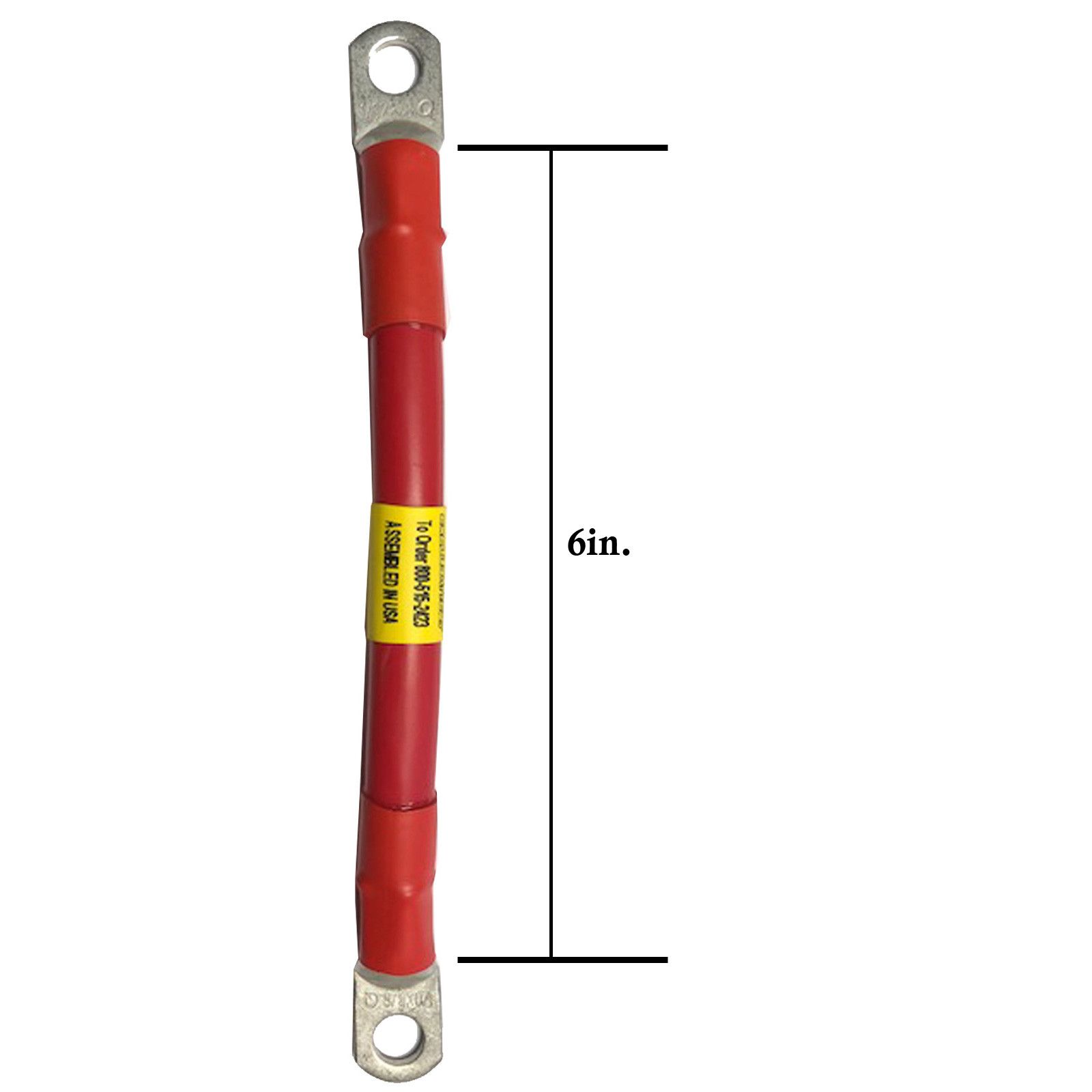 AWG #1/0 Red Battery Interconnect Cable 6" with 3/8" Lugs ASSEMBLED IN USA gallery