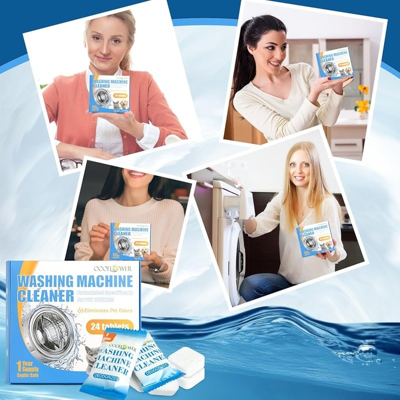 Washing Machine Cleaner Tablets Deep Clean Pet Odor Removal Septic Safe 60°C New gallery