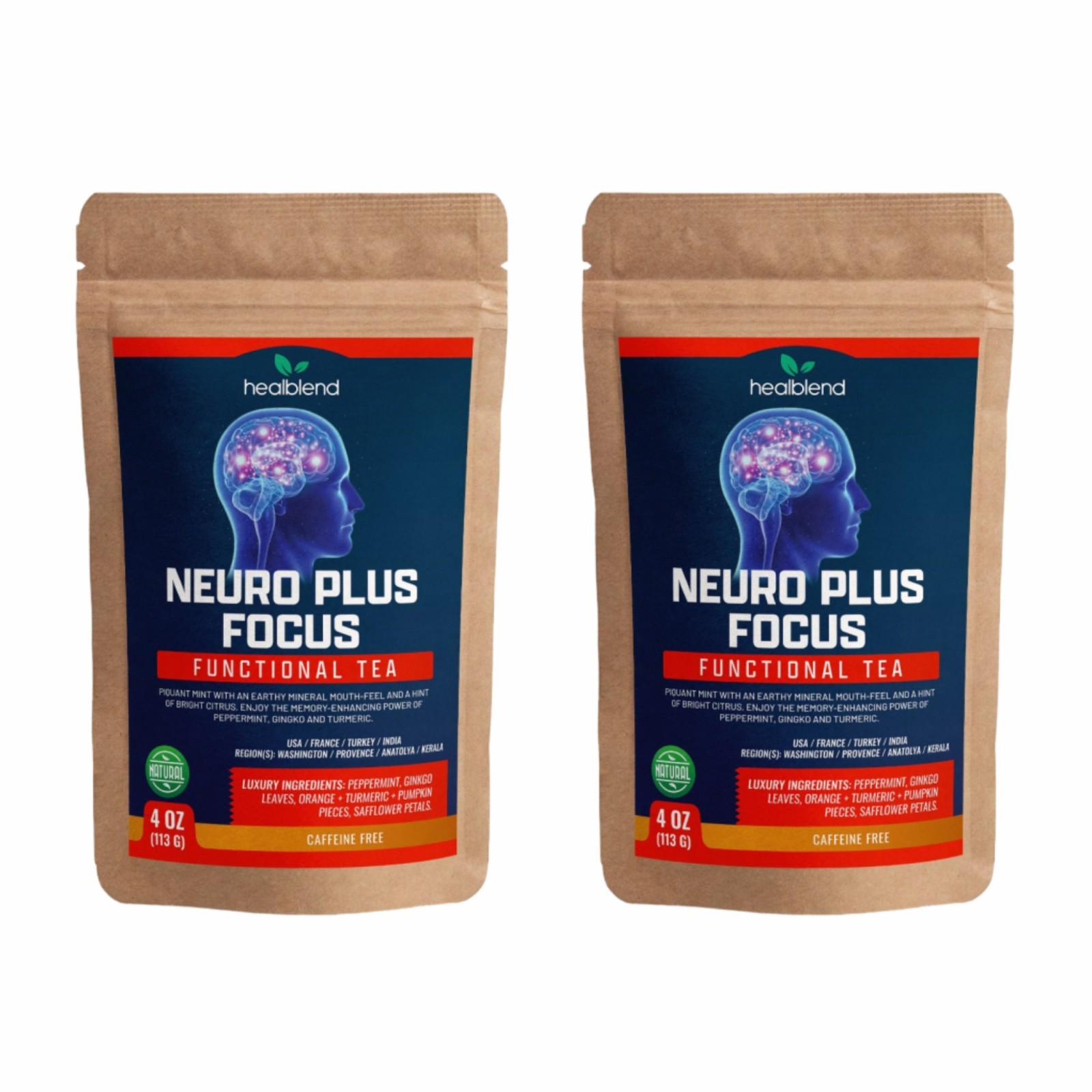 Neuro Plus Focus Herbal Tea 4oz – Caffeine-Free Brain Support with Ginkgo & Mint gallery