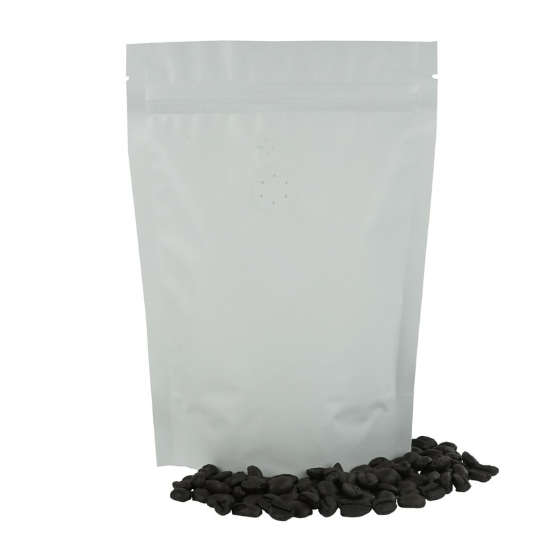 QQ Studio Bag for Coffee Grinds, White Stand Up Pouch with Valve for Beans gallery
