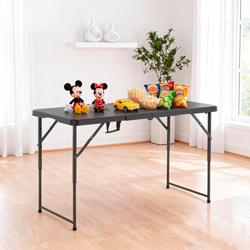 FDW 4FT Folding Table Half Portable Foldable Table Picnic Table for Office Home gallery