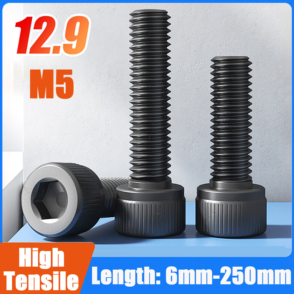 High Tensile 12.9 Cap Head Allen Bolts M5 (5mm) Self Colour Black Socket Screws gallery